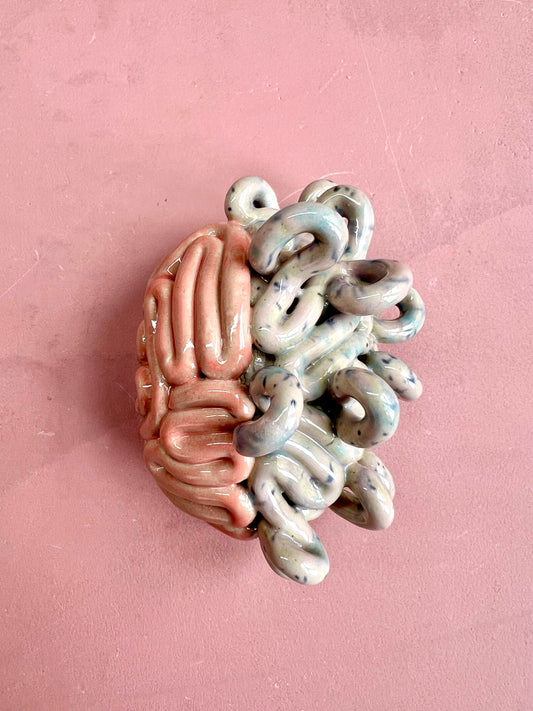 Krøllet hjerne rosa/konfetti (mini)