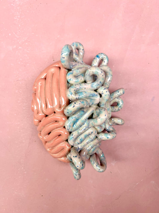 Krøllet hjerne rosa/konfetti (stor)